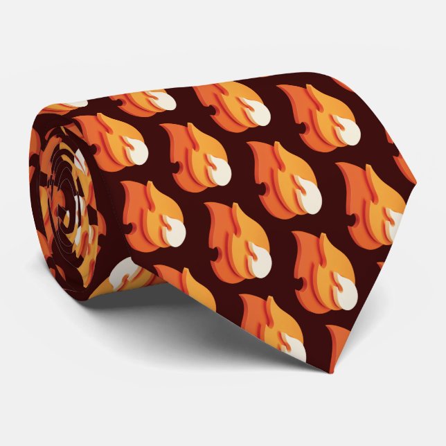On Fire (3D Flames Icon) Tie (Rolled)