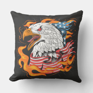 On Fire American Eagle with Black back Cushion