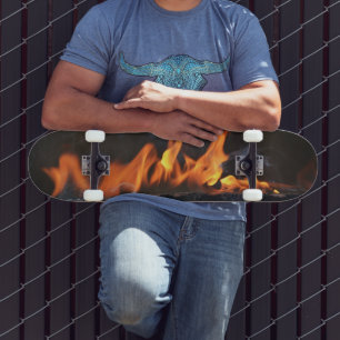 On Fire Flames Skateboard Deck
