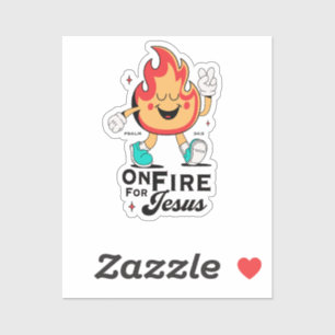 On Fire For Jesus Psalm 34:5 Cute Flame Character