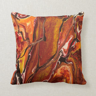 On Fire Pillow with abstract yellow, red, orange