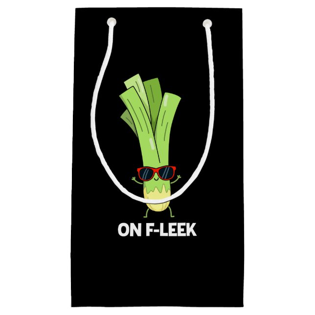 On Fleek Funny Veggie Leek Pun Dark BG Small Gift Bag (Front)