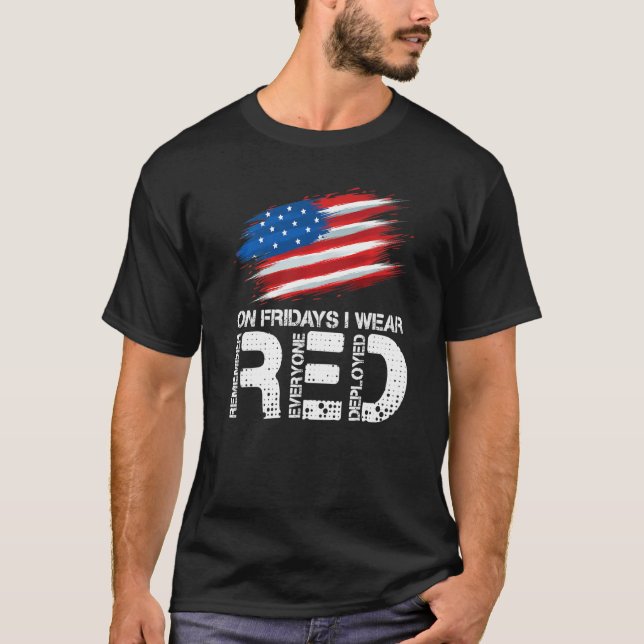 On Friday I Wear Red Support American Troops Vinta T-Shirt (Front)