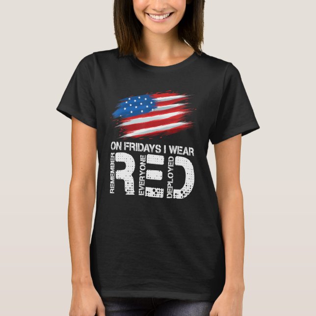 On Friday I Wear Red Support American Troops Vinta T-Shirt (Front)