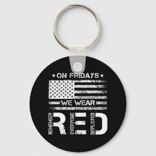 On Friday We Wear Red American Flag Military Patri Key Ring