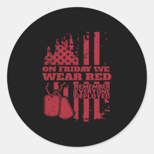 On Fridays I Wear Red Classic Round Sticker