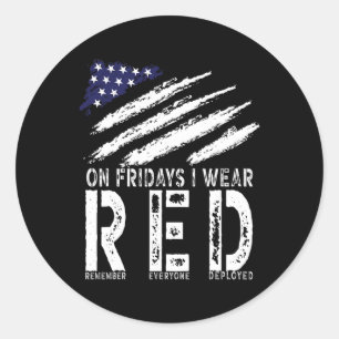On Fridays I Wear Red Usa Support American Troops  Classic Round Sticker