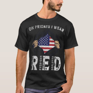 On Fridays I Wear Red USA Support American Troops T-Shirt