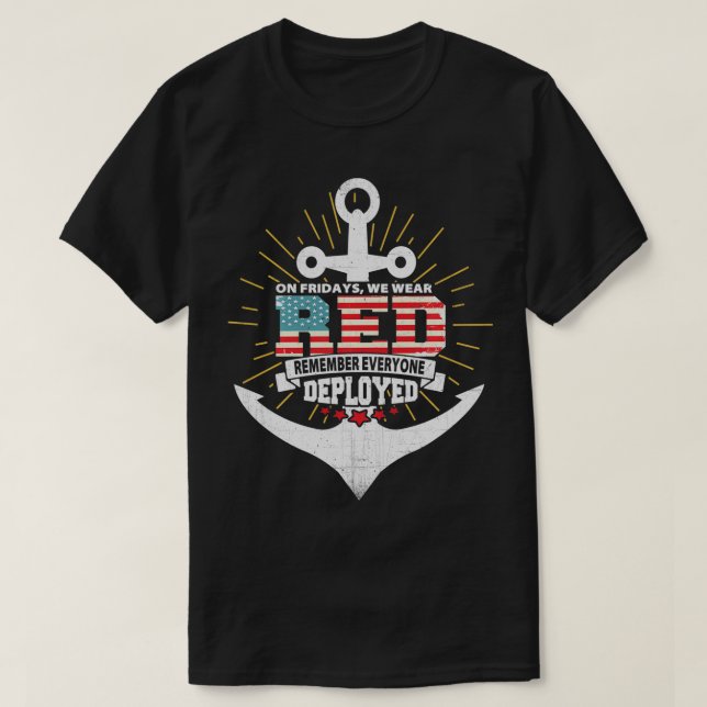 On Fridays We Wear Red Friday Navy Gift  T-Shirt (Design Front)