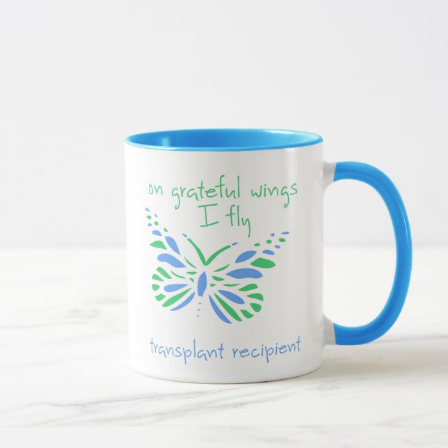 On Grateful Wings I Fly - Transplant Recipient Mug (Right)
