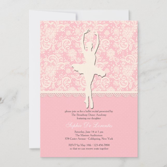 On Her Toes Ballet Invitation (Front)