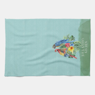 On Island Time Tropical Parrots Tea Towel