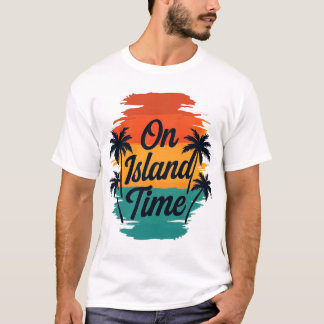 On Island Time Tropical Sunset Palm Trees T-Shirt