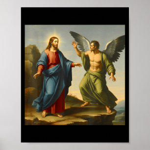 On Jesus Satan Tempts Christ Mountain Poster