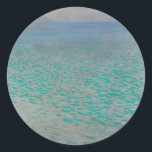 On Lake Attersee by Gustav Klimt, Vintage Fine Art Classic Round Sticker<br><div class="desc">On Lake Attersee (1900) by Gustav Klimt is a vintage Victorian Era Symbolism fine art painting featuring Lake Attersee (aka the Kammersee). Lake Attersee is the largest lake of the Salzkammergut area of Austria. Klimt spent the summer together with Emilie Flöge in Litzlberg on Lake Attersee. About the artist: Gustav...</div>