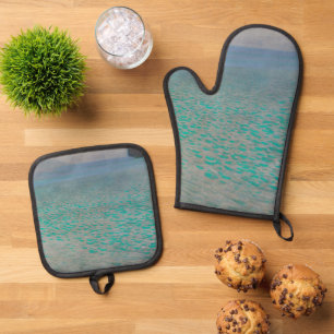 On Lake Attersee by Gustav Klimt, Vintage Fine Art Oven Mitt & Pot Holder Set