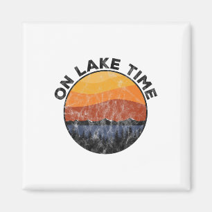 On Lake Time Funny Boating Vintage Camping Tee Magnet