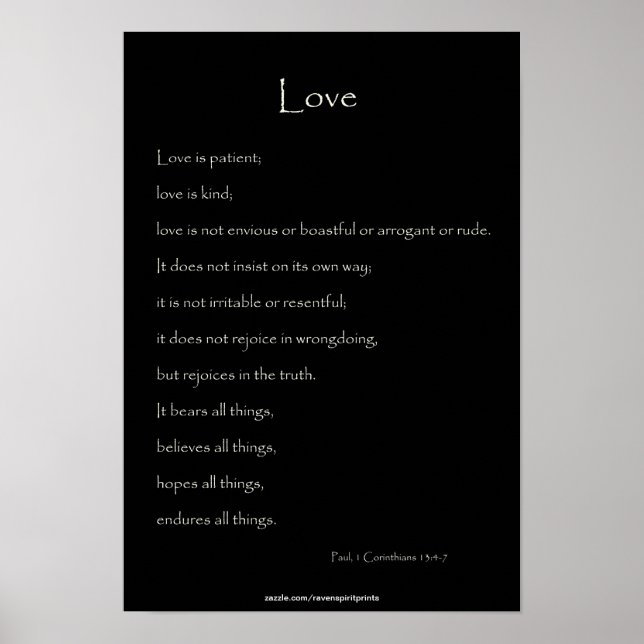 On Love Paul, 1 Corinthians 13:4-7 Bible Quote Poster (Front)