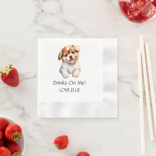 On Me Dog Engagement Cat Paw Wedding Drink Napkin