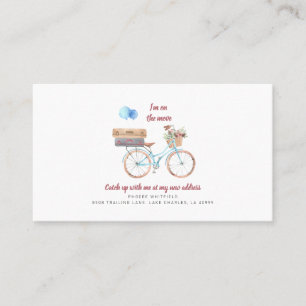 On Move New Address Watercolor Bike Moving Card