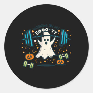 On My Boo-ty Funny Booty Halloween Ghost Workout Classic Round Sticker