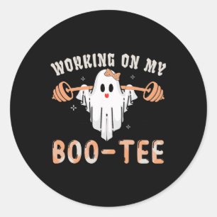 On My Bootee Ghost Boo Gym Spooky Funny Halloween  Classic Round Sticker