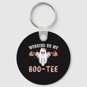 On My Bootee Ghost Boo Gym Spooky Funny Halloween Key Ring