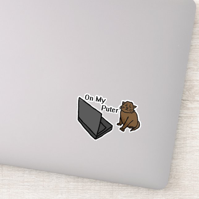 On My Puter Funny Computer Brown Cat Meme (Detail)