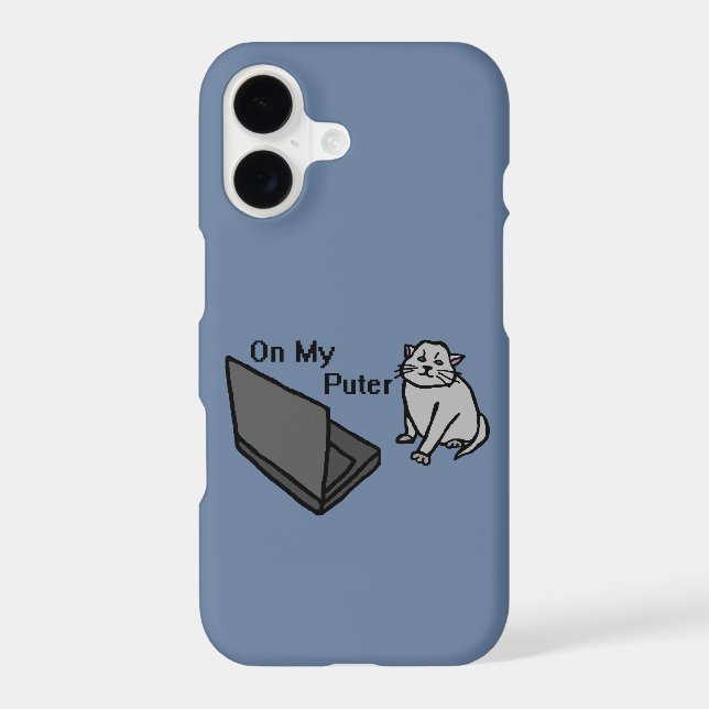 On My Puter Funny Computer Gray Cat Meme (Back)