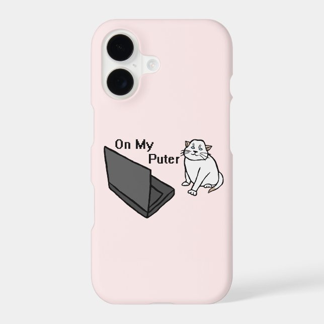 On My Puter Funny Computer White Cat Meme (Back)