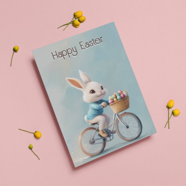 On My Way! | Cute Bunny Bicycle Easter Card (Creator Uploaded)