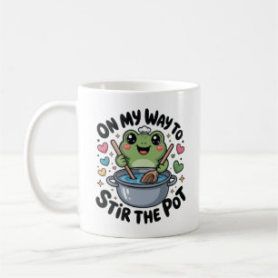On My Way To Stir The Pot Frog Mischief Humor Coffee Mug