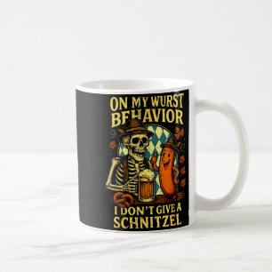 On My Wurst Behavior Funny Skeleton And Dog Coffee Mug