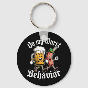 On My Wurst Behaviour German Beer Sausage Adults Key Ring