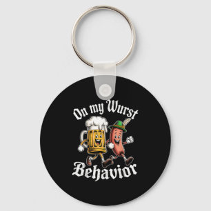 On My Wurst Behaviour German Beer Sausage Adults Key Ring