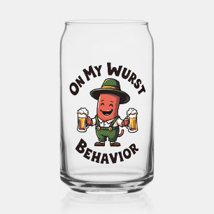 On My Wurst Behaviour Oktoberfest Funny Can Glass