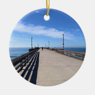 On Newport Pier, Newport Beach, California Ceramic Ornament
