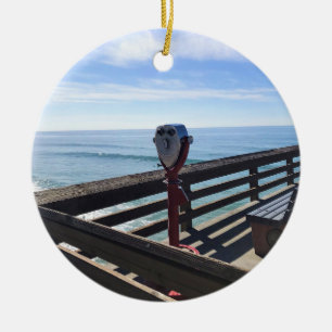 On Newport Pier, Newport Beach, California Ceramic Ornament