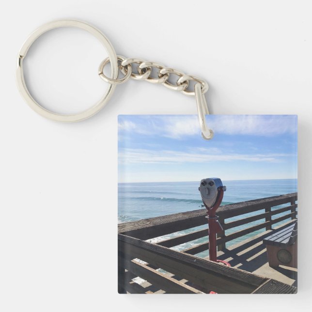 On Newport Pier, Newport Beach, California Key Ring (Front)