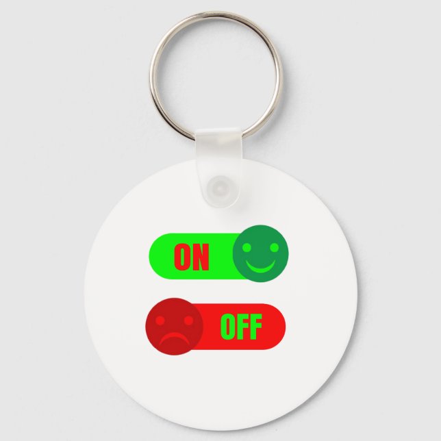 On Off Mood Emoji Keychain (Front)