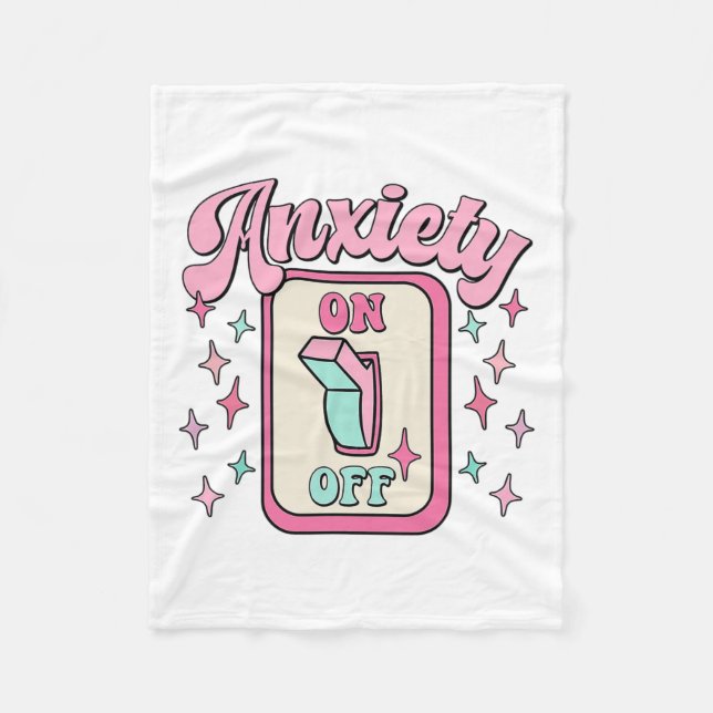 On Off Switch Fun Mental Health Awareness Retro  Fleece Blanket (Front)