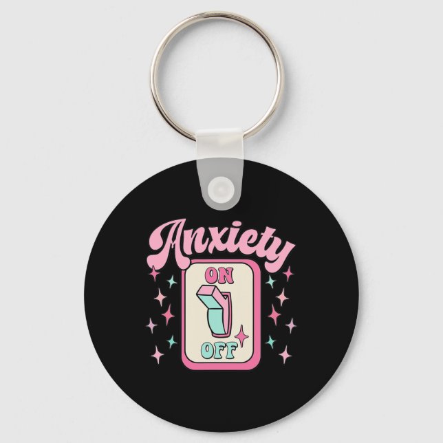 On Off Switch Fun Mental Health Awareness Retro  Key Ring (Front)
