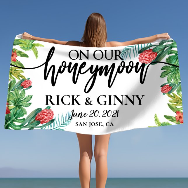 On Our Honeymoon - Personalised Honeymoon Beach Towel (On Our Honeymoon - Personalized Honeymoon Beach Towel)