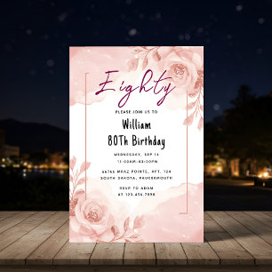 On Retro Fun Adult Humour Happy Chic 80th Birthday Invitation