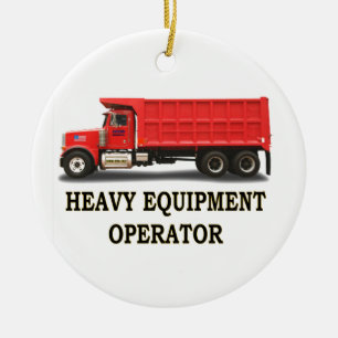 ON ROAD DUMP TRUCK CERAMIC TREE DECORATION