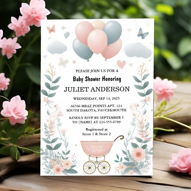 On Rose Boho Gold Mum Chic Spring Baby Girl Shower Invitation (Creator Uploaded)