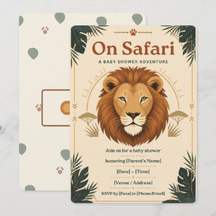 On Safari Lion Boy Baby Shower Invitation