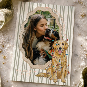 On Santa's Good List Golden Retriever Foil Holiday Card