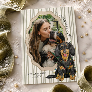On Santa's Good List Longhair Dachshund Holiday Card
