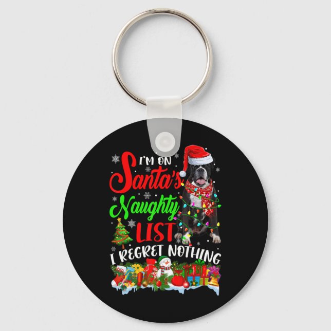 On Santas Naughty List Xmas Boxer  Key Ring (Front)